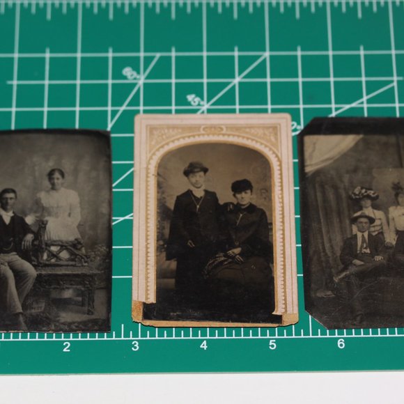 Antique Victorian 1800s Era Tintype Tin Type Photograph Photos COUPLES Lot of 6 - Picture 6 of 6